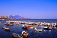 20" X 30" Naples Italy with Mt. Vesuvius in the back ground 1972