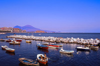 12" X 18" Naples Italy with Mt. Vesuvius in the back ground 1972